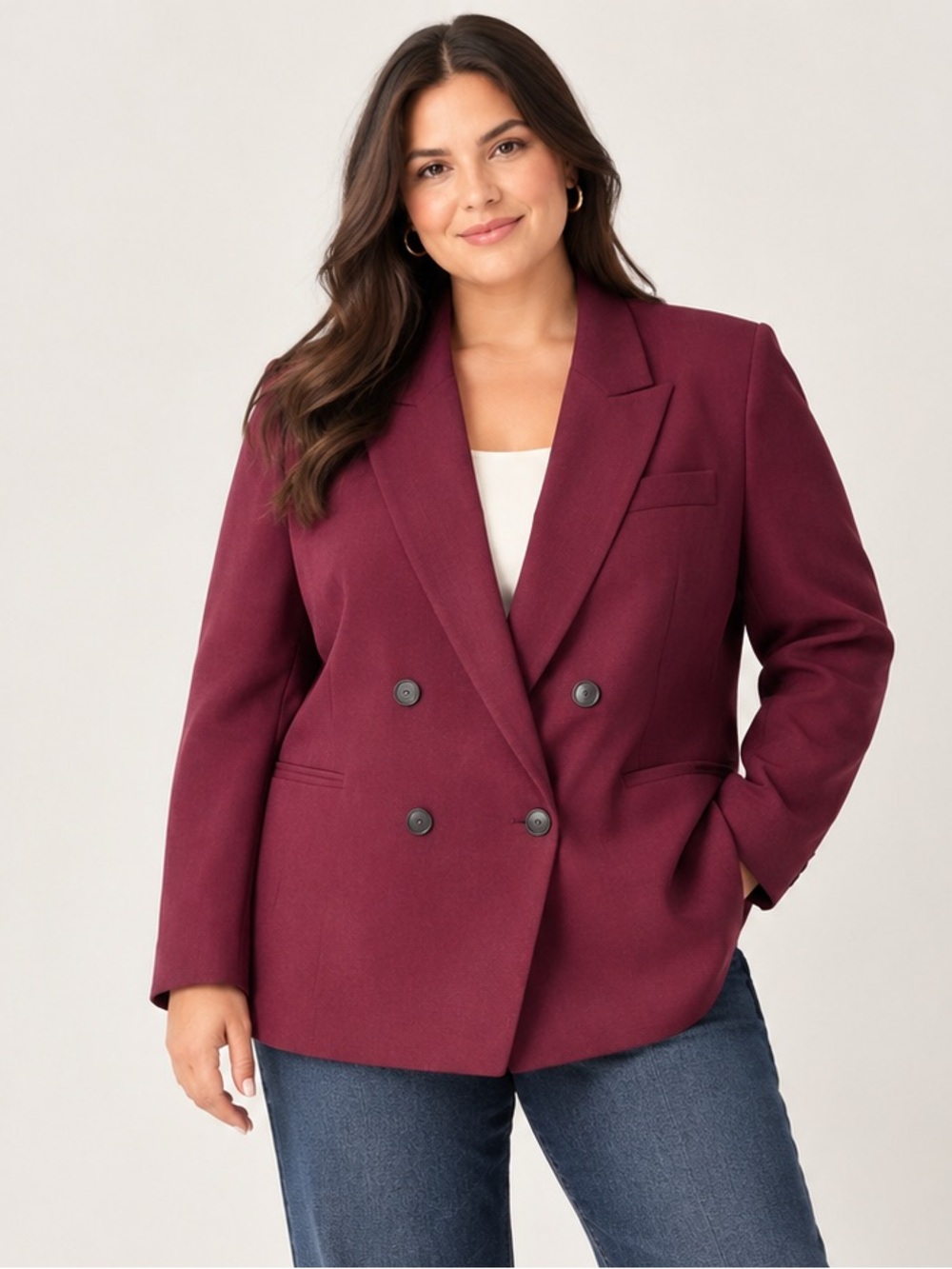 Vince Plum Wine Crepe Double Breasted Blazer Jacket Size 20 Plus Size